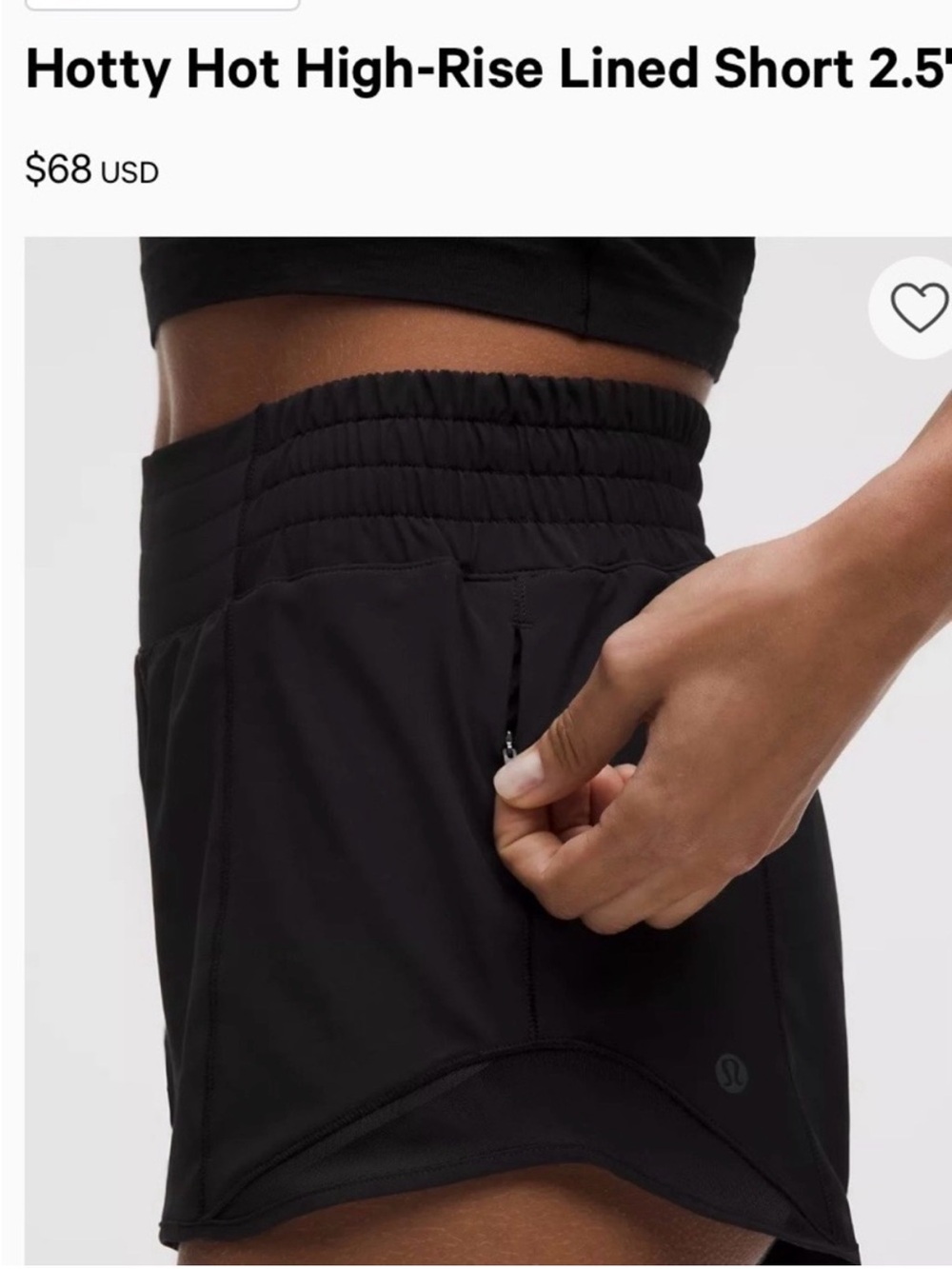 Lululemon Black Hotty Hot High-Rise Lined Shorts 2.5” Size 4 - Picture 4 of 12